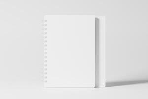 A4 A5 Rounded Corner Spiral Notebook 3D Rendering White Blank Mockup photo