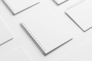 A4 A5 Rounded Corner Spiral Notebook 3D Rendering White Blank Mockup photo