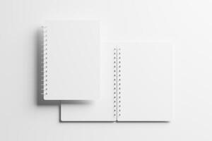 A4 A5 Rounded Corner Spiral Notebook 3D Rendering White Blank Mockup photo