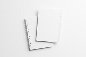 A4 A5 Rounded Corner Spiral Notebook 3D Rendering White Blank Mockup photo