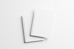 A4 A5 Rounded Corner Spiral Notebook 3D Rendering White Blank Mockup photo