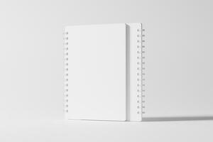 A4 A5 Rounded Corner Spiral Notebook 3D Rendering White Blank Mockup photo