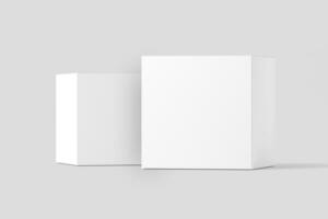 Square Box 3D Rendering White Blank Mockup photo