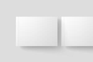 Softcover Landscape Book White Blank 3D Rendering Mockup photo