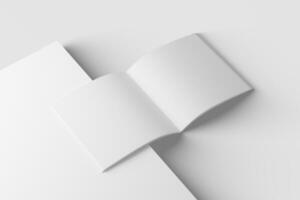 Square Brochure Magazine 3D Rendering White Blank Mockup photo