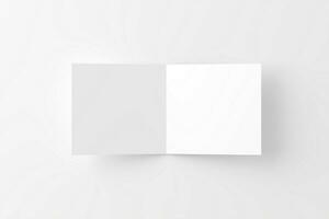 Square Folded Invitation Card With Envelope White Blank 3D Rendering Mockup photo