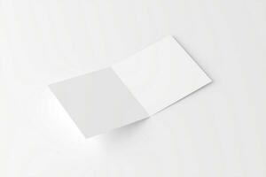 Square Folded Invitation Card With Envelope White Blank 3D Rendering Mockup photo