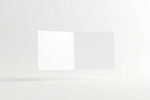 Square Folded Invitation Card With Envelope White Blank 3D Rendering Mockup photo