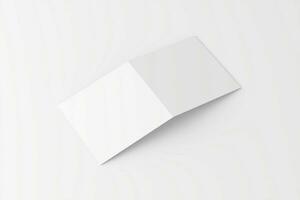 cuadrado doblada invitación tarjeta con sobre blanco blanco 3d representación Bosquejo foto