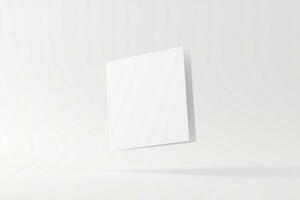 Square Folded Invitation Card With Envelope White Blank 3D Rendering Mockup photo