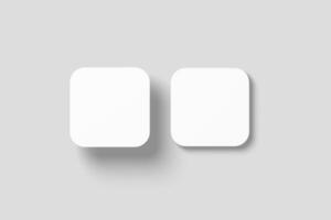 Square Round Corner Business Card White Blank 3D Rendering Mockup photo