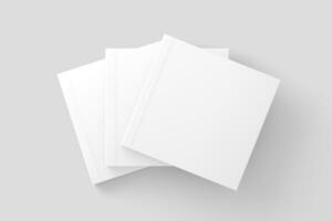 Square Softcover Book White Blank 3D Rendering Mockup photo