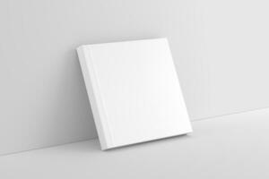 Square Softcover Book White Blank 3D Rendering Mockup photo