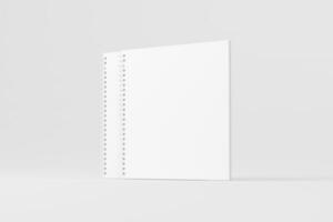 Square Spiral Notebook 3D Rendering White Blank Mockup photo