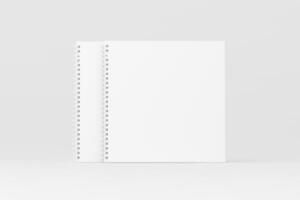 Square Spiral Notebook 3D Rendering White Blank Mockup photo