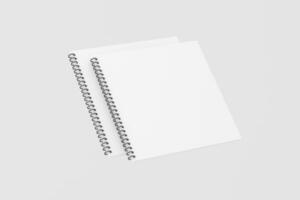 Square Spiral Notebook 3D Rendering White Blank Mockup photo