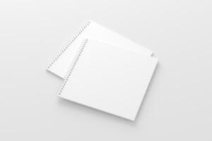 Square Spiral Notebook 3D Rendering White Blank Mockup photo