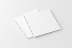 Square Spiral Notebook 3D Rendering White Blank Mockup photo