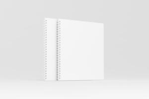 Square Spiral Notebook 3D Rendering White Blank Mockup photo