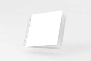 Square Spiral Notebook 3D Rendering White Blank Mockup photo