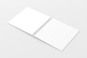 Square Spiral Notebook 3D Rendering White Blank Mockup photo