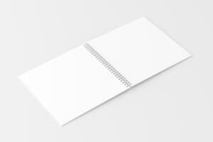 Square Spiral Notebook 3D Rendering White Blank Mockup photo