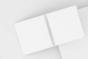 Square Spiral Notebook 3D Rendering White Blank Mockup photo