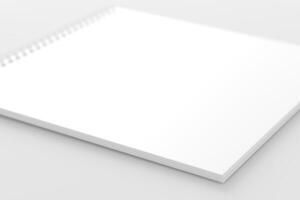 Square Spiral Notebook 3D Rendering White Blank Mockup photo