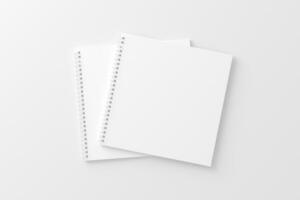 Square Spiral Notebook 3D Rendering White Blank Mockup photo