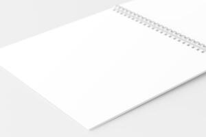 Square Spiral Notebook 3D Rendering White Blank Mockup photo