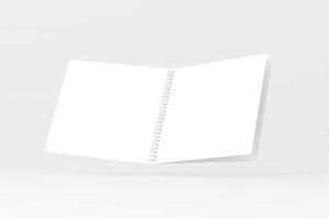 Square Spiral Notebook 3D Rendering White Blank Mockup photo