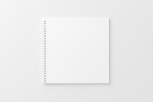 Square Spiral Notebook 3D Rendering White Blank Mockup photo