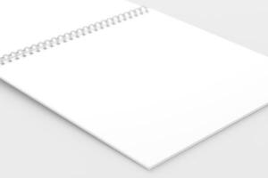 Square Spiral Notebook 3D Rendering White Blank Mockup photo