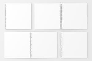 Square Spiral Notebook 3D Rendering White Blank Mockup photo