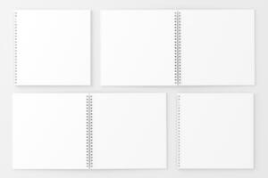 Square Spiral Notebook 3D Rendering White Blank Mockup photo