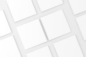 Square Spiral Notebook 3D Rendering White Blank Mockup photo