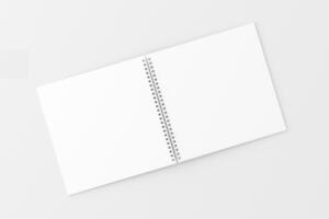 Square Spiral Notebook 3D Rendering White Blank Mockup photo