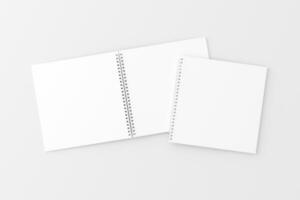 Square Spiral Notebook 3D Rendering White Blank Mockup photo