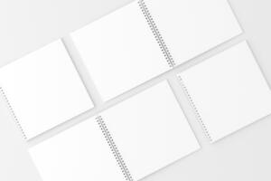 Square Spiral Notebook 3D Rendering White Blank Mockup photo