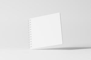 Square Spiral Notebook 3D Rendering White Blank Mockup photo