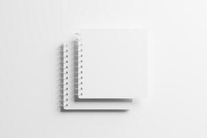 Square Spiral Notebook 3D Rendering White Blank Mockup photo