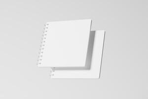 Square Spiral Notebook 3D Rendering White Blank Mockup photo