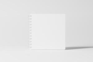 Square Spiral Notebook 3D Rendering White Blank Mockup photo