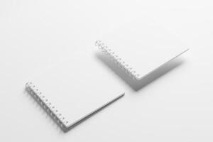 Square Spiral Notebook 3D Rendering White Blank Mockup photo