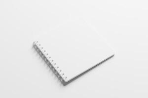 Square Spiral Notebook 3D Rendering White Blank Mockup photo