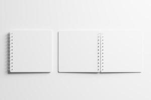 Square Spiral Notebook 3D Rendering White Blank Mockup photo