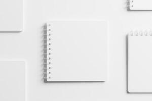 cuadrado espiral cuaderno 3d representación blanco blanco Bosquejo foto