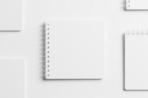 Square Spiral Notebook 3D Rendering White Blank Mockup photo