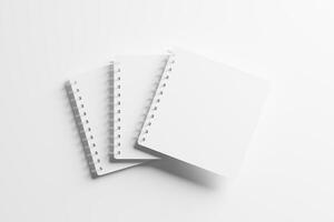 Square Spiral Notebook 3D Rendering White Blank Mockup photo