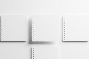 Square Spiral Notebook 3D Rendering White Blank Mockup photo